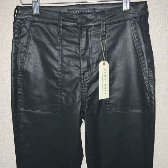 NEW Sanctuary Hayden Skinny High Rise Faux Leather Pant Black - Picture 2 of 9